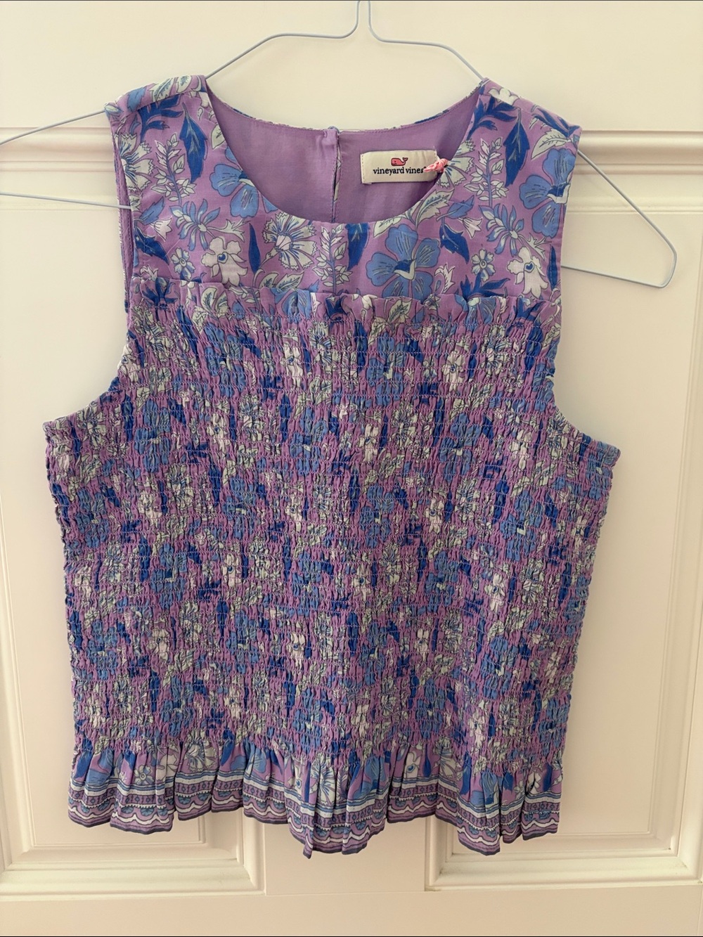 Vineyard Vines Lavender Floral Smocked Sleeveless Camisole
